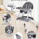 High Chairs for Babies and Toddlers, 4 in 1 Convertible Baby High Chair, Portable High Chair for Travel with Adjustable Height and Back, Foldable HighChair with Wheels& Pu Cushion (Grey)