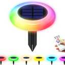 intelamp Solar Pathway Lights Outdoor, 6 Pack 9 Color Changing with Remote Control, Dusk to Dawn Solar Powered Waterproof LED Ground Lighting for House Outside Lawn Garden Yard Patio