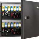 DiDiHere 48 Key Lock Box with Lock, Security Wall Mounted Key Cabinet with Magnetic Closure & Recessed Door & Key Tags, Heavy Duty Lockable Key Organizer for Office, Hotel, Property Management