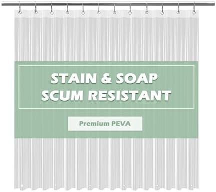 EHZNZIE Clear Shower Curtain Liner Light Weight PEVA, Shower Liner 72x72 Inches, Waterproof, No Chemical Smell with 12 Rust Proof Metal Grommets Holes for Bathroom Shower Curtain