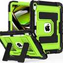 Case for iPad (A16) 11th Generation 11 Inch 2025, iPad 10th Generation Case 10.9 Inch 2022, Heavy Duty i Pad Cover 10th Gen with Large Kickstand Pen Holder Shoulder Strap, Black Green