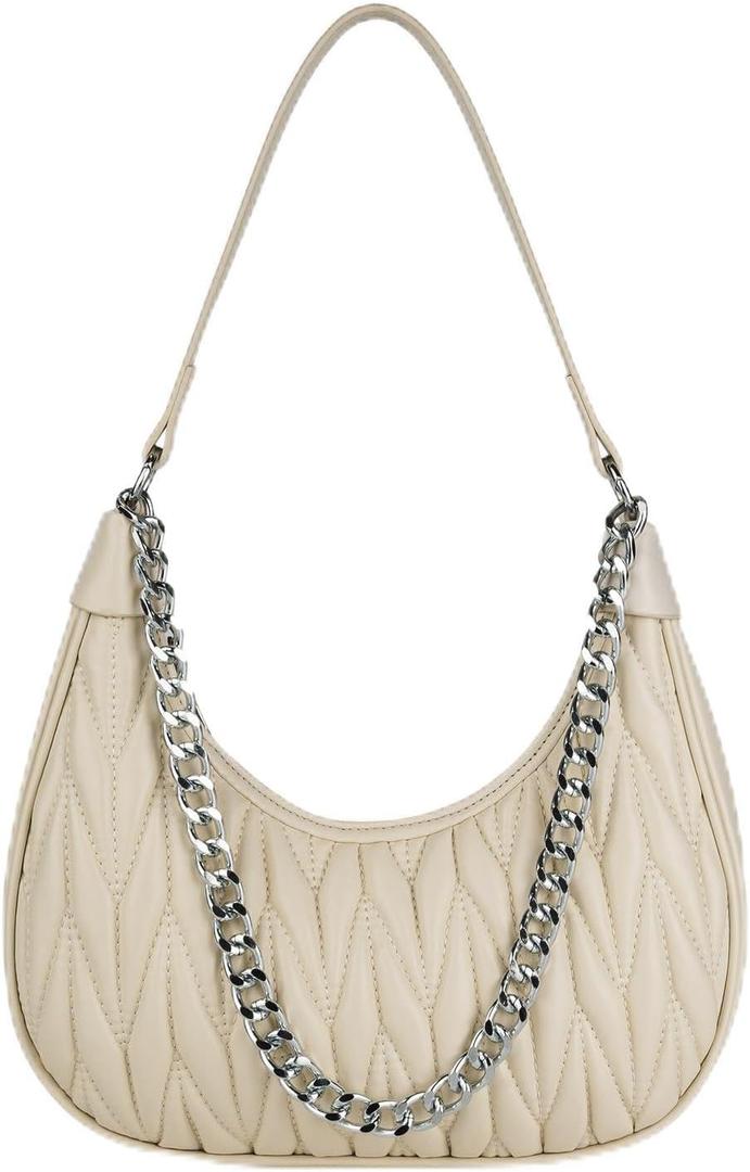 Shoulder Bags for Women Crescent PU Leather Underarm Purses with 3PCS Detachable Strap Cute Hobo Tote Handbag for Work