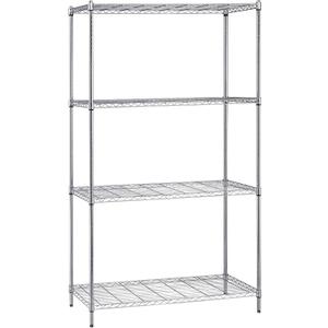 Quantum Storage Systems WR74-2442C Starter Kit for 74' High 4-Tier Wire Shelving Unit, Chrome Finish, 24' Width x 42' Length x 74' Height