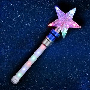 Fleeting Time Light Up Frozen Snowflake Wand- Snowflake Spinning Wands,Magic Wand Rotating Toy for Girls and Boys, Magic Princess Sensory Toys,Christmas & Birthday Gift (Blue Stars)