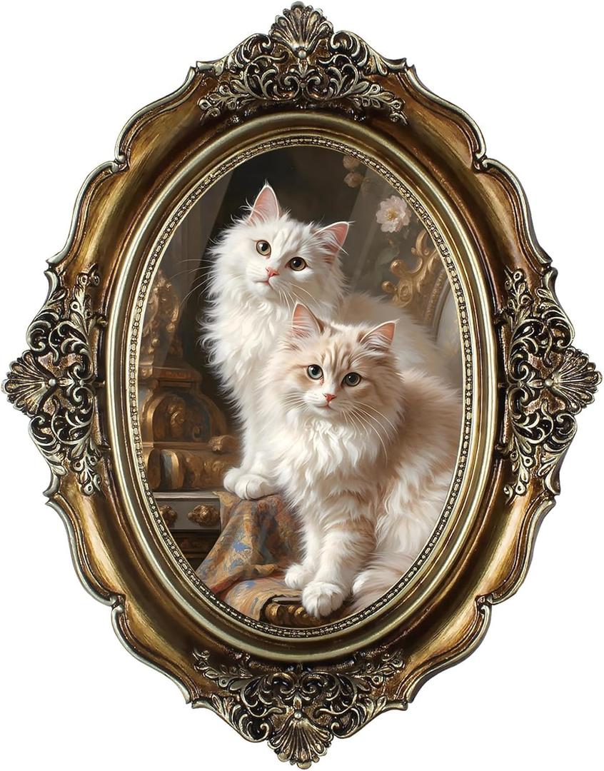 Oval Vintage Picture Frame, 4x6 Gold Oval Antique Frame, Vintage Picture Frame Tabletop and Wall Mount Antique Frame, Picture Small Frames Classic Wall Art Valentine Decorations, Bronze Gold