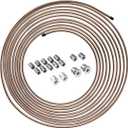 4LifetimeLines 3/16" x 25 ft Copper-Nickel Brake Line Replacement Kit  Inverted Flare Fittings Included, Hand-Bendable Tubing Coil, Corrosion Resistant, SAE & ISO Certified