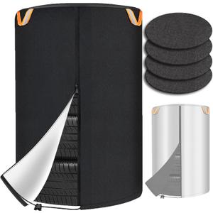 Tire Cover for Storage, Dual-Sided Use, 420D Waterproof Tire Storage Bag with 4 Felt Pads, Waterproof Zipper, Reflective Handles, UV Protection, Dirt-Resistant for Indoor & Outdoor Use M (M(28.7*43.3in))