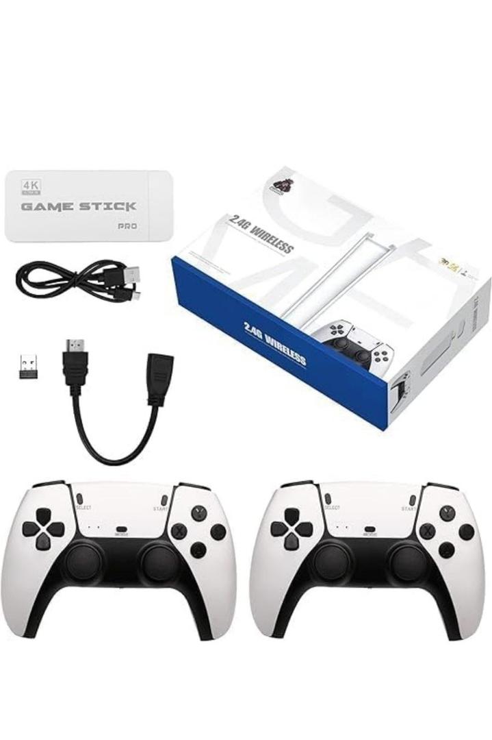2.4G Wireless Game Controller Set, Dual Gamepad with USB Receiver, White and Black, Classic Game Console Support, 10 Simulator Compatible