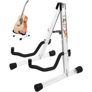 Guitar Stand for Christmas, Clear Acrylic A-Shape Guitar Gifts Holder with Padded Foam, Instrument Rack for Acoustic Electric, Cello, Floor Music Stand for Home and Studio Display, New Year
