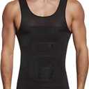 GSKS Compression Shirts for Men Body Shaper Slimming Shirts Shapewear with Zipper Style A, Black,Small, 3 Pack