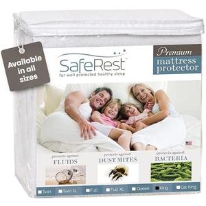 Waterproof King Size Mattress Protector - Fitted with Stretchable Pockets - Machine Washable Cotton Mattress Cover for Bed