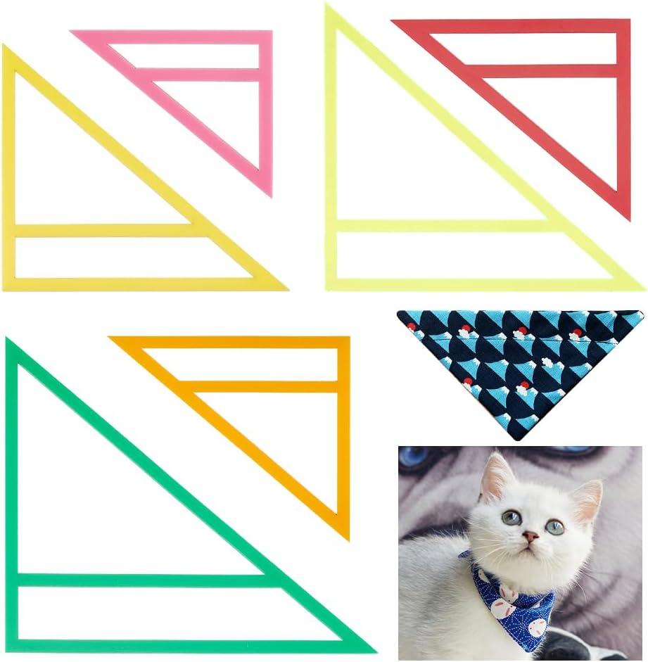 OLYCRAFT 6Pcs 6 Sizes Dog Bandana Sewing Template Set Small Reversible Triangle Sewing Quilting Acrylic Quilting Template Stencil for Small Dogs Cats Pets Bib Bandana Headscarf Making