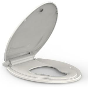 GarveeTech Elongated Toilet Seat with Built-in Toddler Seat for Easy Potty Training Slow Close Feature, Easy Install and Clean, Perfect for Both Adults and Children, Biscuit