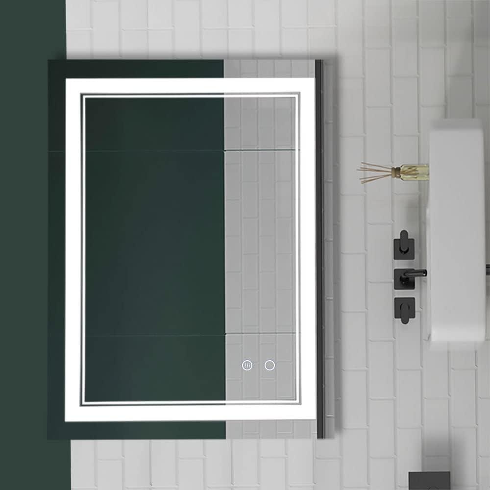 30" x 18" LED Bathroom Mirror Lighted Bathroom Vanity Mirror,Wall-Mounted Anti-Fog Bathroom Mirror with Lights Vanity Mirror Dimmable Lighted Mirrors (30"L x 18"W, Front Lights)