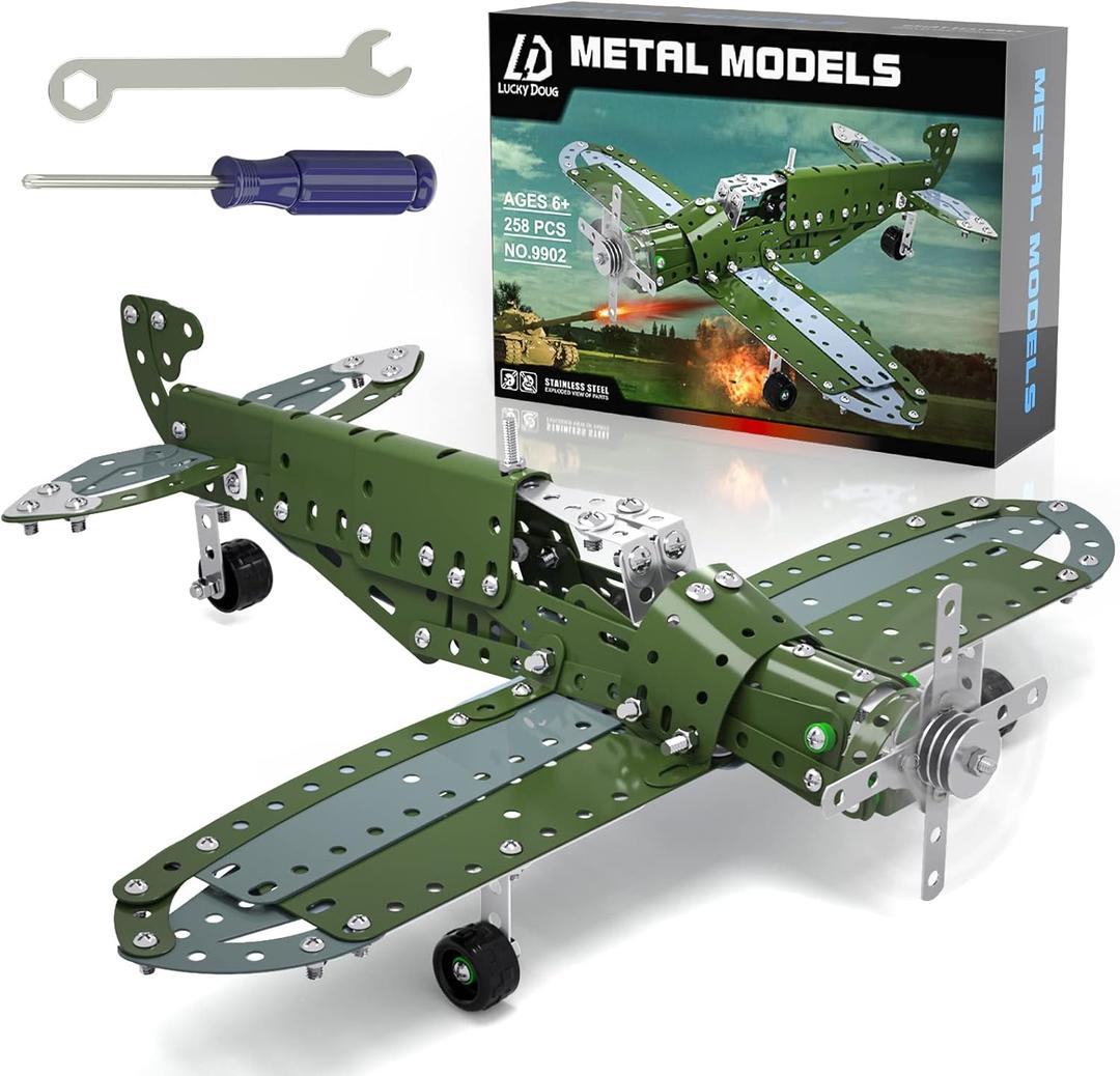 Lucky Doug Building Toys Model Airplane Set - DIY Building Stem Projects Toys for Kids Boys Ages 8-12, Assembly Science Toys for Model Fans, Medium, Small