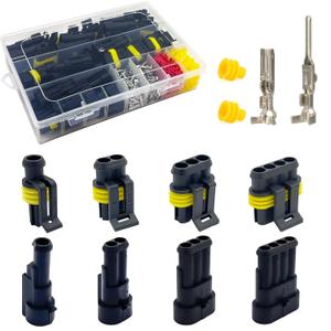 352Pcs Waterproof Car Electrical Connector Terminals Automotive Electrical Wire Connector Plug Kit 1/2/3/4 Pin Connectors Male and Female