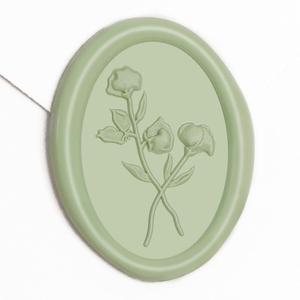 UNIQOOO 3D Floral Wax Seal Stickers - 50 Pcs Elegant Oval Sage Green Self-Adhesive Seals for Wedding Invitations, Envelopes, Gift Wrapping, Christmas Cards & Scrapbooking