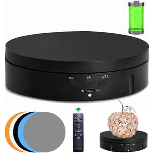 JAYEGT Motorized Rotating Display Stand, 5.74inch /22lbs Load, 360 Degree Electronic Turntable Display Stand for Photography Products Shows , Jewelry, with 5 Colors Backgrounds (Black/Remote Control)
