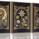 ZZTCYSU Sun and Moon Canvas Wall Art Celestial Framed Wall Art Dark Vintage Tarot Card Prints Gothic Mystical Artwork Astrology Floral Witchy Decor For Living Room Bedroom 12"x16"