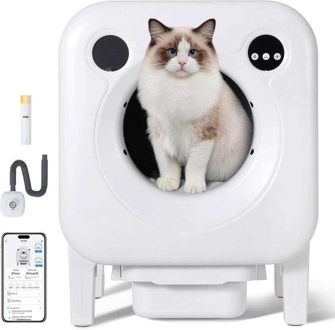 Garvee Self-Cleaning Cat Litter Box, Large Capacity ABS Automatic Litter Box for Cats with App Control