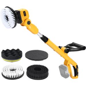 Cordless Power Scrubber Compatible with Dewalt 20V MAX Battery (Tool Only), Brushless Floor Cleaner with Extension Handle, 4 Brush Heads for Floor, Bathroom, Kitchen, Car Cleaning(No Battery)