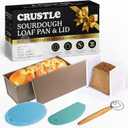5-Pack Pullman loaf pan with Lid  Sourdough Loaf Pan Set, Includes Dough Scraper, Whisk, Silicone Cleaning Brush & Bread Cutter  Long Loaf Pan with Lid for Homemade Loaf