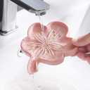 Silicone Soap Dish Shampoo Bar Soap Holder with Drain Spout Soaps Holders Tray Draining Soap Bar Holder Flower Shape Soap Saver for Shower Bathroom Organizer 2 Pack Pink