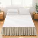 FALUCA Soft Cozy French Linen Bed Skirt with Pleated Frills - 14" Tailored Drop Dust Ruffle for Farmhouse & Modern Bedrooms, Breathable Linen-Cotton Blend, Easy-Fit Bedding (14" King, Linen)