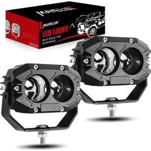 MAYELLO 4 Inch Square LED Pods - 60W White Spot Beam Off Road & Fog Lights - 6500K 10000LM IP68 - Compatible with Jeep Wrangler, Truck, Pickup, ATV, UTV, SUV, Car, Boat