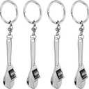 DOITOOL 2pcs Mini Wrench Tool Keychain Adjustable Spanner Keyring Pendant Zinc Alloy Wrench Keychain Novelty Key Chain (Silver)