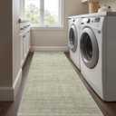 Art&Tuft Non-Slip Runner Rug - 2x5 Runner Rug Washable Low-Pile Rugs Runners, Soft Distressed Carpet Runner for Bedroom Bathroom Kitchen Laundry Living Room, Green