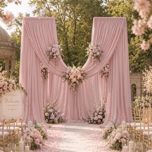50FTx12FT Dusty Pink Backdrop Curtains for Weddings, Birthdays and Photos