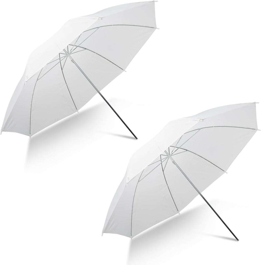 [2 Pack] Photography Umbrella Diffuser Kit,43"/110cm White Translucent Soft Umbrella Diffuser for Studio/Outdoor Photo and Video Lighting Accessories (2 * 43" White)