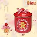 Nefelibata Christmas Decorations Ceramic Canister Gingerbread Cookies Tiered Tray Decor Xmas Mini Candy Jar Bowl with Buffalo Plaid Bowknot Wooden Beads Home Table Centerpiece Supplies Gift Idea