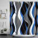 Abstract Geometric Fabric Shower Curtain for Bathroom with Hooks Black White Blue Grey Shower Curtains for Bathroom Modern Art Aesthetics Waterproof Bath Accessories Hotel Decor,72x72inch