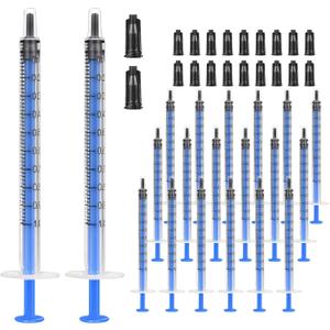 20 Pack 1ml Syringe with Cap for Liquid, 1cc Plastic Small Syringes with Cover for Pets Oral, Scientific Labs, Refilling, Oil or Glue Applicator, Measuring or Transfering Tiny Amount of Liquids, Non-Sterile, No Needle