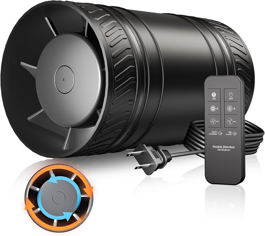 4 Inch Inline Fan with Remote, Upgraded 2Way 6Speed Inline Duct Fans High-Efficiency Exhaust Duct Fan DC Motor, Low Noise HVAC Ventilation in Basement Bathroom Workshop Attic FP126A (Black)