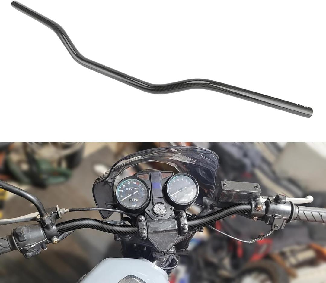 Motorcycle Carbon Fiber Handlebar 7/8" 22mm Cafe Racer Handlebars Low Rise Drag Bars Universal for Cafe Race Bobber Motocross Dirt Pit Bike ATV Ebike Mini Bike