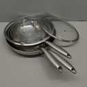 LOLYKITCH 8.51012 Inch TriPly Stainless Steel Frying Pan Set with Lids,Skillets,Induction Cooking Pans,Dishwasher and Oven Safe,Detachable Handle