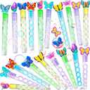24 Packs Mini Bubble Butterfly Wands Birthday Party Favors for Kids, School Kids Theme Party Supplies,Goodie Bags Stuffers,School Classroom Students Prizes