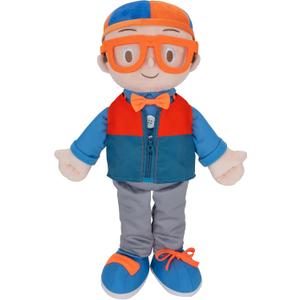 Blippi Get Ready and Play Plush - 20-inch Dress Up Plush with Sounds, Teaches Children to Tie Shoes, Button Shirts, Snap Suspenders, Zip Vest-Jacket, Roll Sleeves and Socks and More