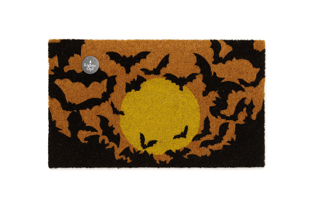 Halloween Bats Night Coir Doormat, 18x30 inches, Non-Slip, UV-Resistant Ink, Perfect for Entryway and Porch