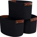 4 Pack Storage Baskets for Organizing, Woven Baskets for Shelves - Perfect for Toys, Books, Towels, and Clothes, Durable Gift Basket Bins Toy Storage, 13''L x9''W x7.8''H, Black and Brown
