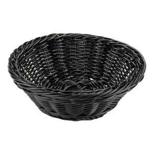 Poly Woven Basket Round, 9-1/2" Diam.x3-1/2"H, Black