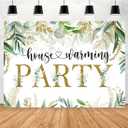 Aperturee 7x5ft House Warming Party Backdrop Spring Gold Green Leaves Photography Background Home Sweet Home New House Party Banner Decorations Supplies Photo Booth Props