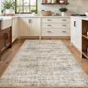 Soalmost 3x5 Rug, Small Area for Kitchen, Entryway, Machine Washable Non-Slip Throw Rug, Vintage Carpet for Nursery Coffee Table Brown