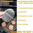 2pcs 5.5-inch 304 Stainless Steel Round Burger Press for Pressing Burgers, Bacon Meats Pair of Stainless Steel and Wood Handles Flat Bottom with no Corners Burger Press Tool for The Grill