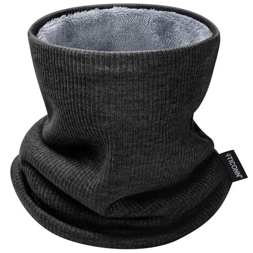 TICONN Neck Gaiter Face Cover Scarf, Neck Warmer Breathable Sun & Wind-proof for Skiing Fishing Hiking Cycling (Knitted Fleece, Black)