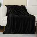 JIAHANNHA Black Throw Blanket Fleece Blanket Throw Size(50 by 60 Inches),Super Soft Cozy Plush Blanket for Couch Sofa Bed,Lightweight Warm Bed Blankets for Adults,All Season