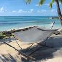 SUPERJARE Hammock with Stand, 2 Person Heavy Duty Hammock Frame, Detachable Pillow & Strong Curved-Bar & Portable Carrying Bag, Perfect for Outdoor & Indoor - Gray